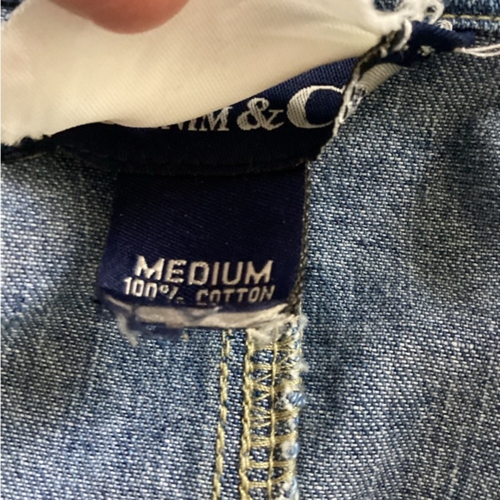 Denim & Co Vintage 90’s chore denim jacket with floral embroidery SZ M - Picture 5 of 6